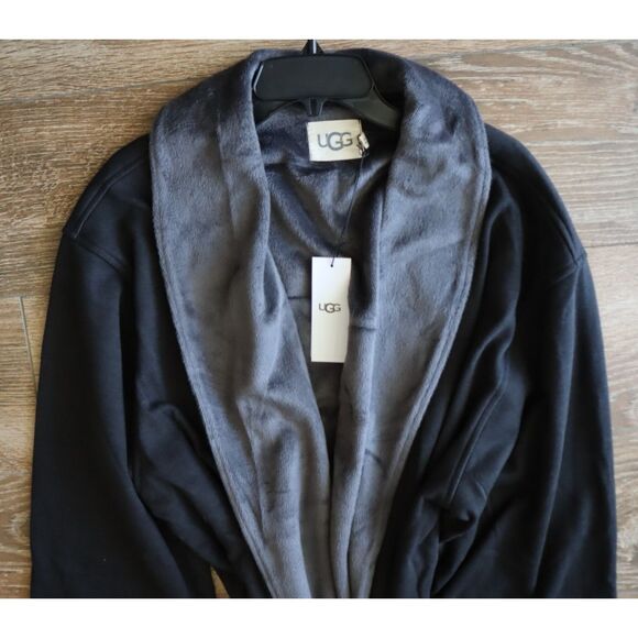 UGG 1096932 Men's Sz XL/2XL Black Heather Robinson Cotton Fleece Robe - Picture 7 of 11